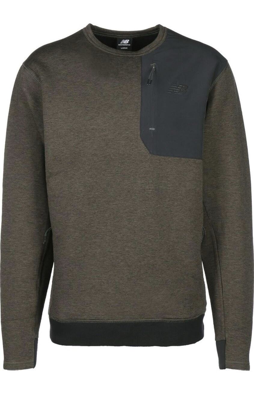 New Balance 247 Luxe Crew Sweatshirt Men’s L Military Green Nylon Pocket EUC